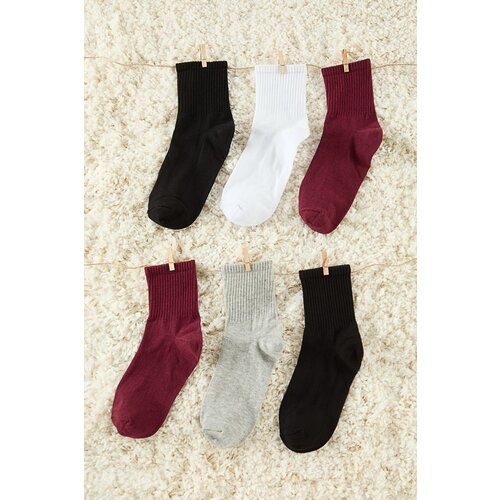 Trendyol Multi-Colored 6-Pack Cotton Twill Knit Socks Slike