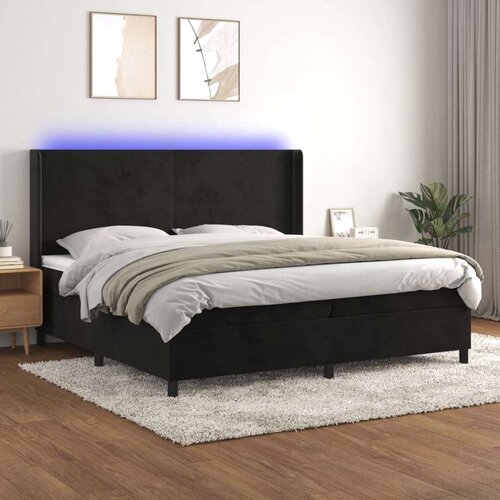  Box spring postelja z vzmetnico LED črna 200x200 cm žamet, (20761245) Slike