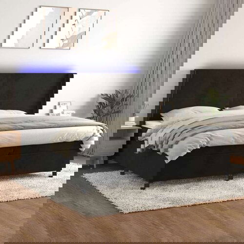  Box spring s madracem LED crni 200x200 cm baršun Cene