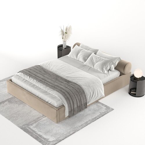 Maison de R&amp;ecirc;ve Svetlo rjava oblazinjena zakonska postelja s prostorom za shranjevanje z letvenim dnom 180x200 cm Solvo &amp;ndash; Slike