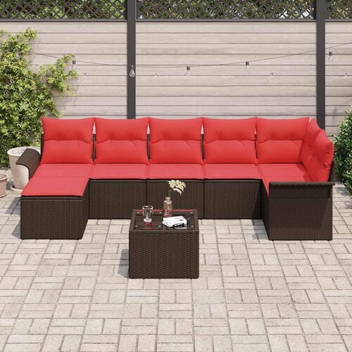  Sjedeća garnitura za vrt 8 kom. Smeđa poliratan 297 x 132,5 x 85 cm Slike