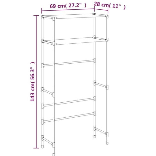 VidaXL Stalak za pohranu na 2 razine crni 69 x 28 x 143 cm željezni Slike