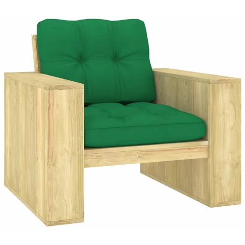  stolica sa zelenim jastucima od impregnirane borovine