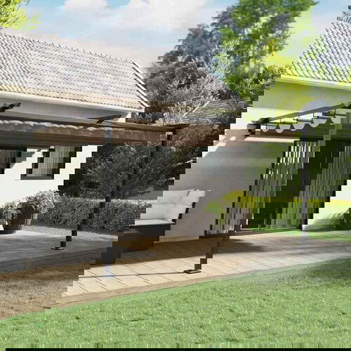 VidaXL zidna lestenica taupe 3 x 4 m jeklo Slike
