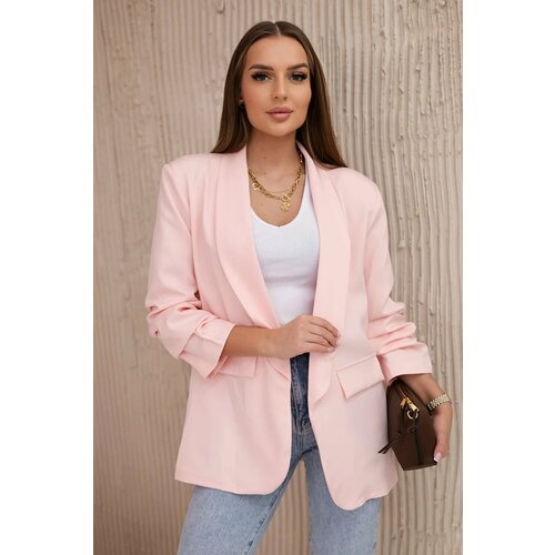 Kesi Elegant jacket with lapels light powder pink Slike