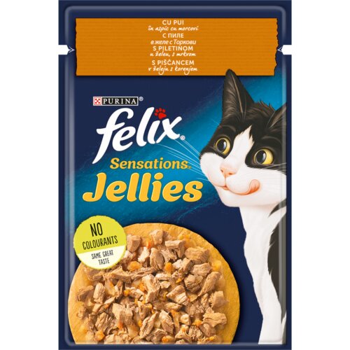 Purina Felix felix sensations jellies, potpuna hrana za kućne ljubimce, za odrasle mačke, mokra hrana s piletinom u želeu s mrkvom, 85g Cijene