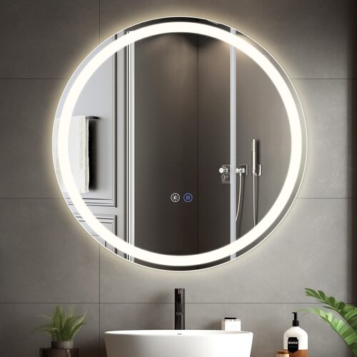 Nettlife Svetleče ogledalo za kopalnico - okroglo 80 cm LED, IP44, senzorski stikalo, proti zamegljevanju, nastavljivo 3000K-6500K, (5000158905) Cene