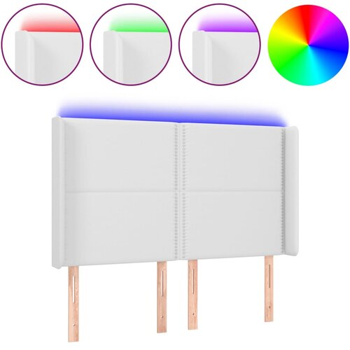 Maison Chic led posteljno vzglavje - vzglavna omarica - nočna omarica belo 147x16x118/128 cm umetno usnje, (21709225) Slike