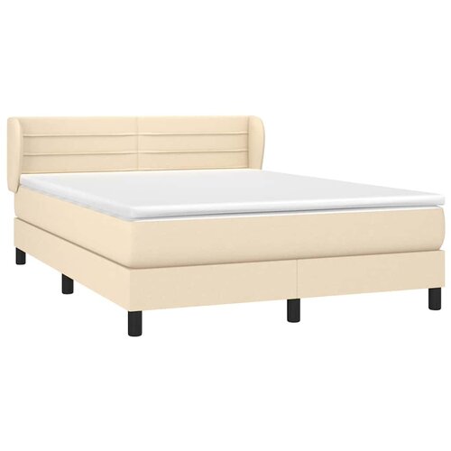 Krevet s oprugama i madracem krem 140 x 190 cm od tkanine Slike