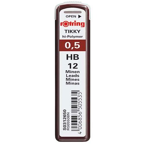 Rotring Mine za tehnični svinčnik, 2B, 0.5 mm, 12 kosov Slike