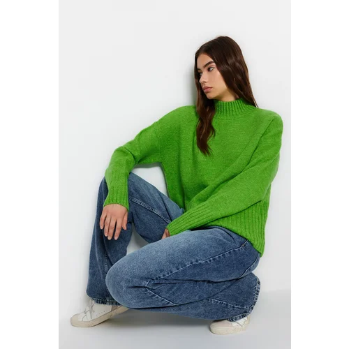 Trendyol Green Wide Fit Soft Textured Basic Basic Knitwear Sweater