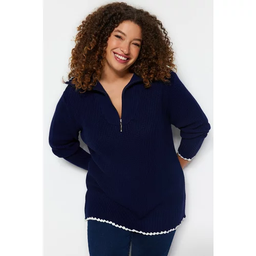 Trendyol Curve Plus Size Sweater - Dark blue - Relaxed fit