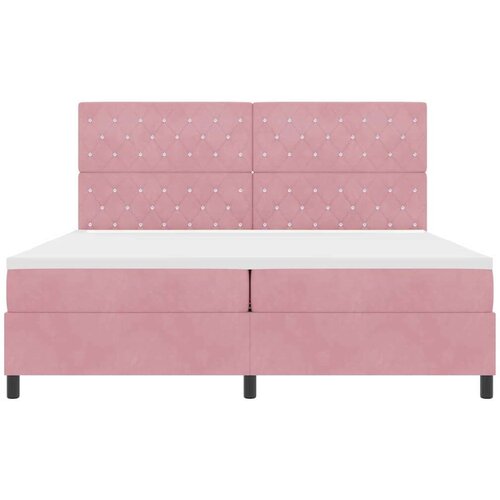  LED Box Spring Krevet s madracem Ružičasta 200 x 200 cm tkanina Slike