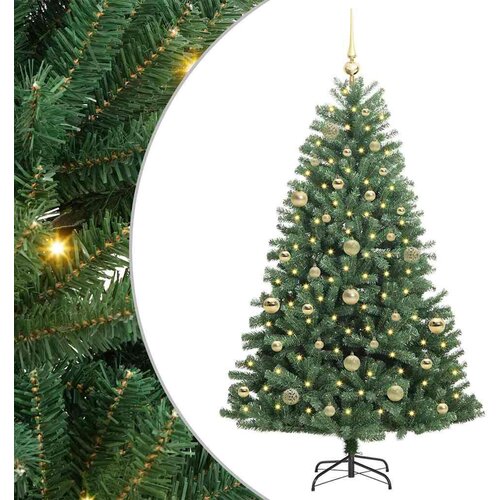 VidaXL Umjetno božićno drvce s nogom Zelena 150 cm PVC i metal Slike