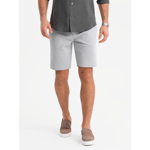 Ombre Men&amp;#039;s SLIM FIT short shorts in structured melange knit - black Slike