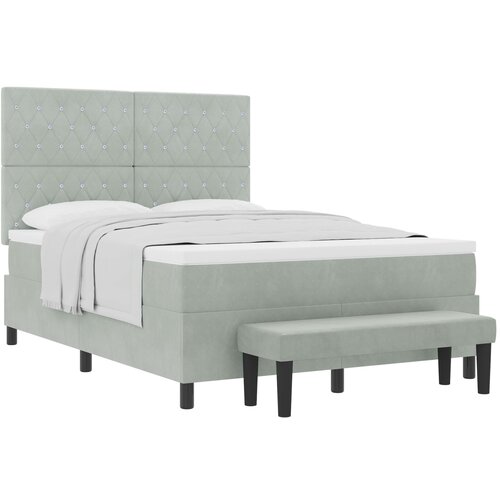 vidaXL Box Spring Krevet s Madracem i Klupom Svjetlosiva 160x200 cm Baršun Cene