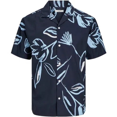 Jack & Jones Košulja 'Palma Resort' morsko plava / svijetloplava / bijela