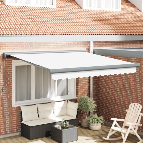 VidaXL Ručna uvlačiva tenda Bijela 350x250 cm, Zamjenski materijal za tendu za okvir 3,5x2,5 m Bijela Slike