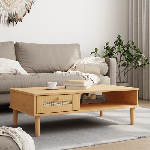 vidaXL Stolić za kavu SENJA izgled ratana smeđi 100x55x33 cm drveni Cijene