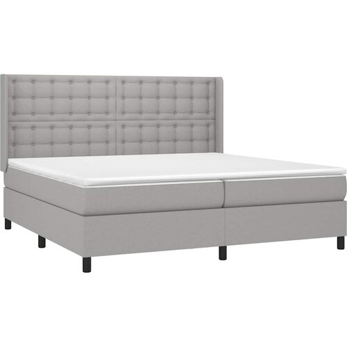 Krevet s oprugama i madracem svjetlosivi 200 x 200cm od tkanine Slike