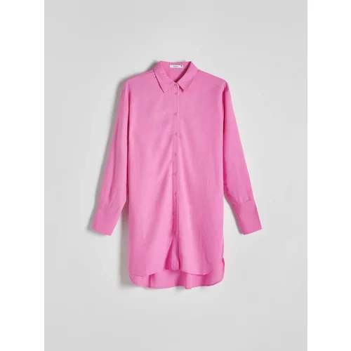 Reserved - Duga košulja s visokim udjelom viskoze - ružičasta