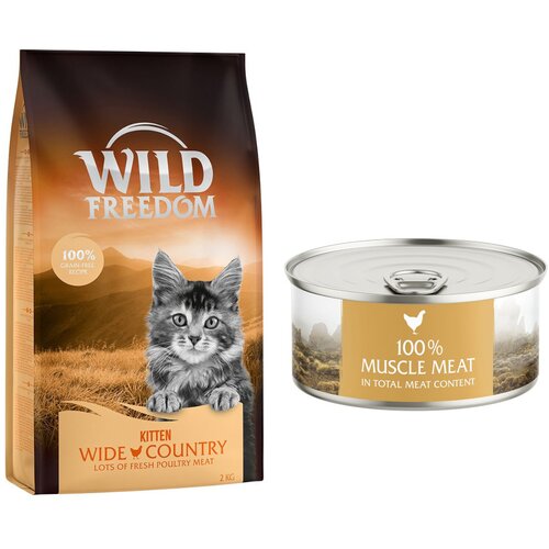 Wild Freedom suha mačja hrana 6,5 kg + WF Instinctive mokra mačja hrana 6 x 70 g po posebni ceni! - Kitten "Wide Country" perutnina - recept brez žit 6,5 kg + Instinctive Wide Praries - pi&scaron;čanec 6 x 70 g Cijene