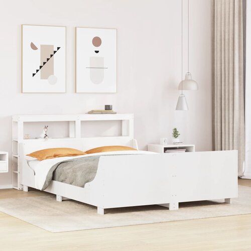 Furnova Posteljni okvir brez vzmetnice bel 140x190 cm trdna borovina, (21934915) Slike