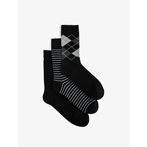 Koton Striped Three-Pack Socks Set, Geometric Pattern Slike
