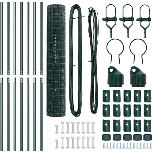  Ograda s postovima Zelena 1,6 x 10 m Čelik i PVC Slike