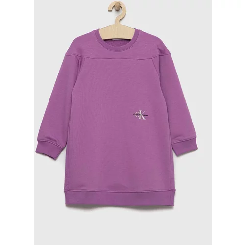 Calvin Klein Jeans Otroška obleka vijolična barva,