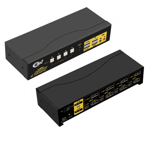  Dp kvm usb svič CKL-642DP 4-portni displayport sa kablovima, dual monitor, 4K x 2K @60Hz 4:4:4, izlaz za audio i mikrofon, 2 x USB2.0 hub, svič mode: hotkey, mouse, wired remote, push button, auto scan Cene