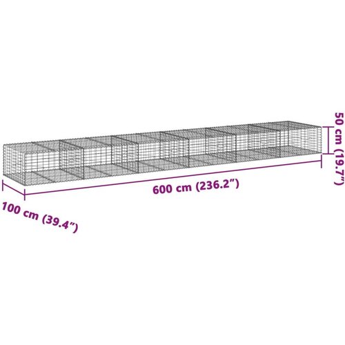 vidaXL Gabionska ko&scaron;ara s pokrovom 600x100x50 cm pocinkano železo Cene