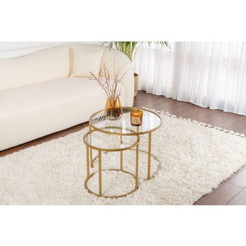 Hanah home Aurum - 60, 42 - Gold, Transparent GoldTransparent Coffee Table Set Cene