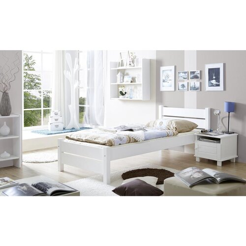 MID.YOU Postelja Bora, Bela, Masivno, 100x200 Slike