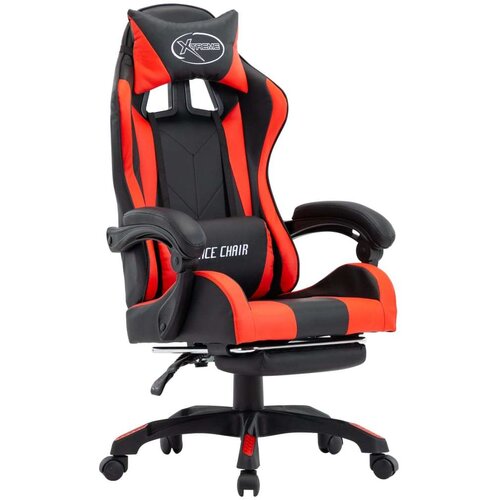 VidaXL racing stol z oporo za noge rdeče in črno umetno usnje Slike