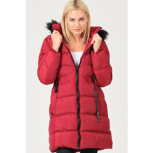 Dewberry Z6764 LADIES COAT-BURGUNDY Slike