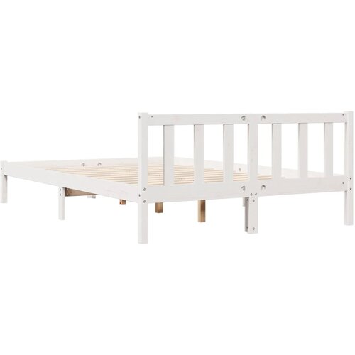  Okvir kreveta bez madraca bijeli 140 x 210 cm masivna borovina Slike