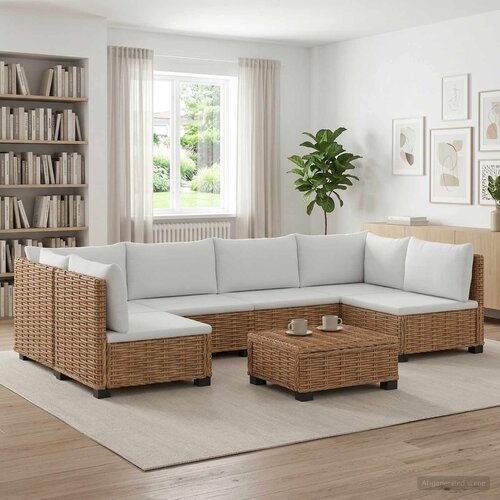  7 kom. Ratan Lounge Set s Jastucima GENDT Prirodni ratan Cene