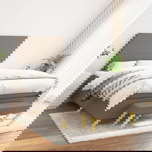 The Living Store Box spring postelja z vzmetnico taupe 120x200 cm blago - Box Spring Postelja, (21512325) Slike