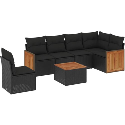 Maison Chic Seti vrtnega pohištva - Vrtna garnitura - Vrtni pohištvo set 7-delna z blazinami črn poli ratan, (21802255) Cene