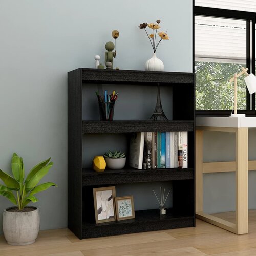 VidaXL Knjižna omara za razdelitev prostora črna 100x30x103 cm Slike