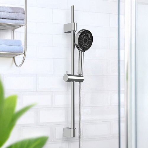 Wenko Tu&amp;scaron; garnitura iz nerjavečega jekla v srebrni barvi z ročno prho/z drsnim nosilcem 70 cm Softwater &amp;ndash; Slike