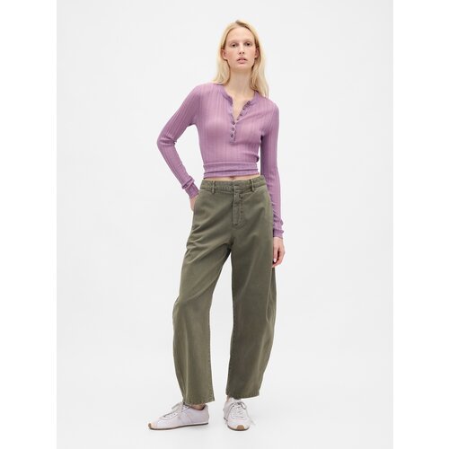 GAP Mid Rise Twill Barrel Trousers - Ladies Cene