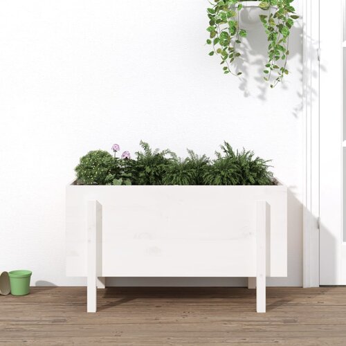VidaXL Povi&amp;scaron;ena vrtna gredica bijela 101 x 50 x 57 cm masivna borovina Slike