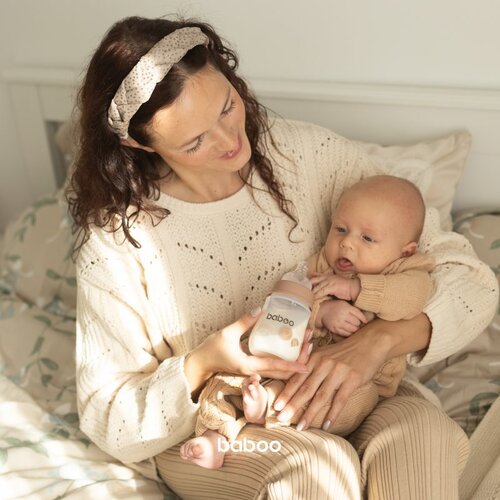 Baboo Anti-colic Feeding Bottle antikolična steklenička za otroke od rojstva Au Naturale, 0+ months 180 ml Slike