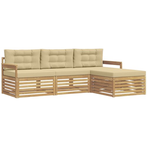  Set vanjskih sofa 4 kom. Bijela i bež Poliester Slike