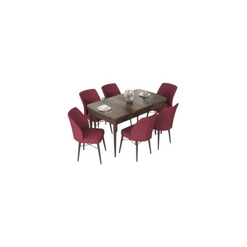 Hanah home set trpezarijski sto i 6 stolica nef baroque burgundy Cene