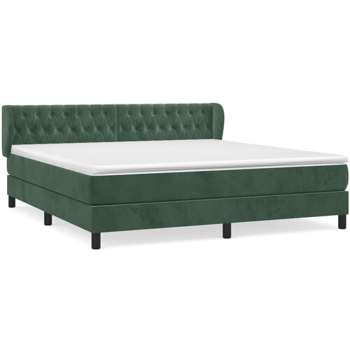 VidaXL Box spring postelja z vzmetnico temno zelena 180x200 cm žamet, (20902408) Slike