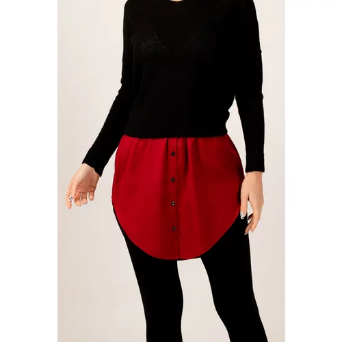 armonika Women's Claret Red Shirt Skirt with Elastic Waist