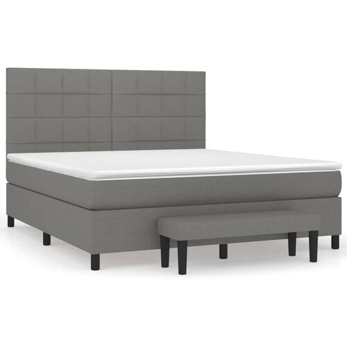 VidaXL Box spring postelja z vzmetnico temno siva 160x200 cm blago, (20790378) Slike